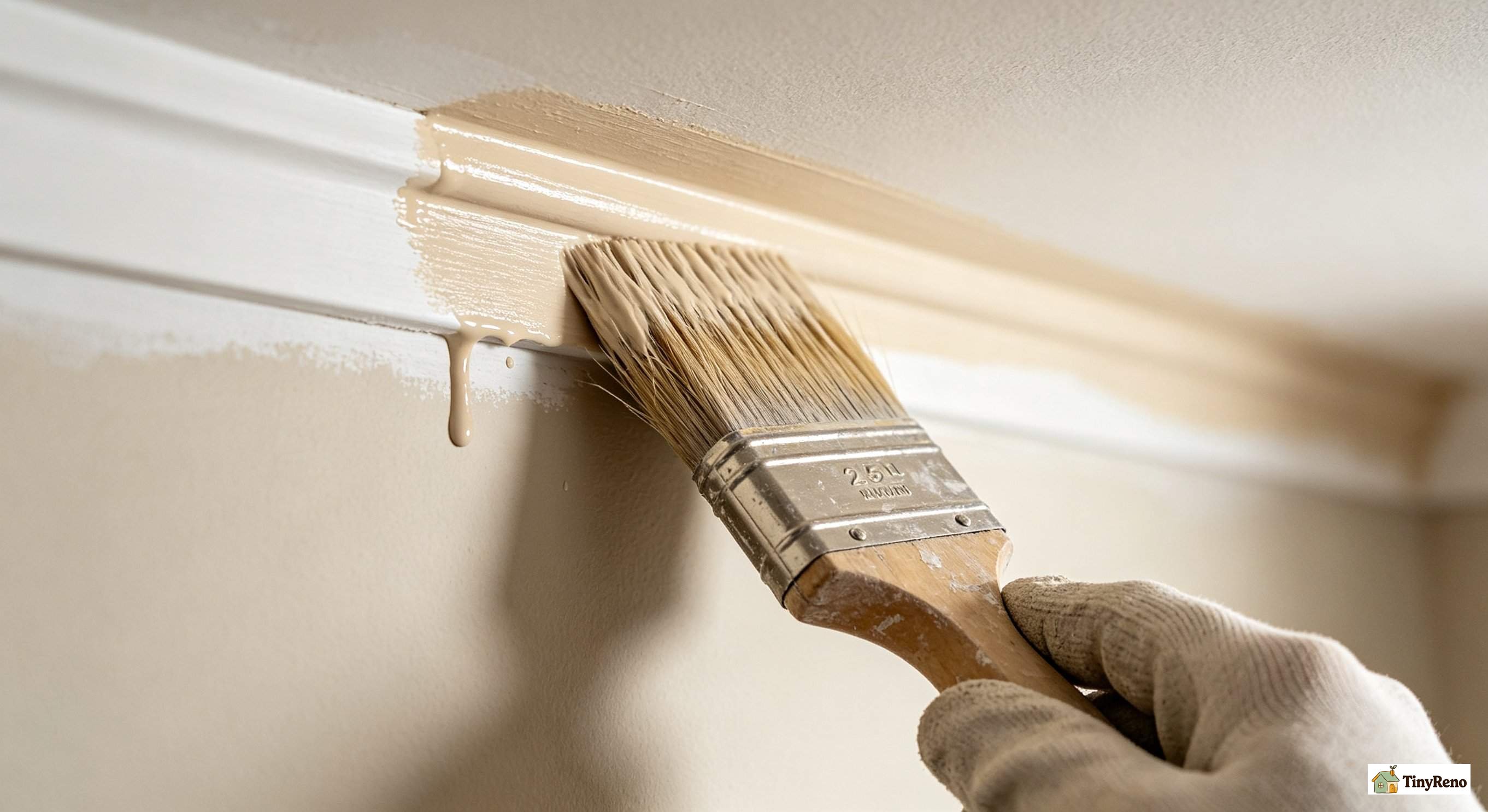 Angled brush cutting in a clean line along the ceiling edge