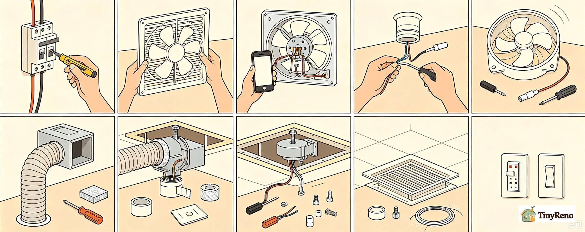 how to replace exhaust fan in the bathroom?step by step