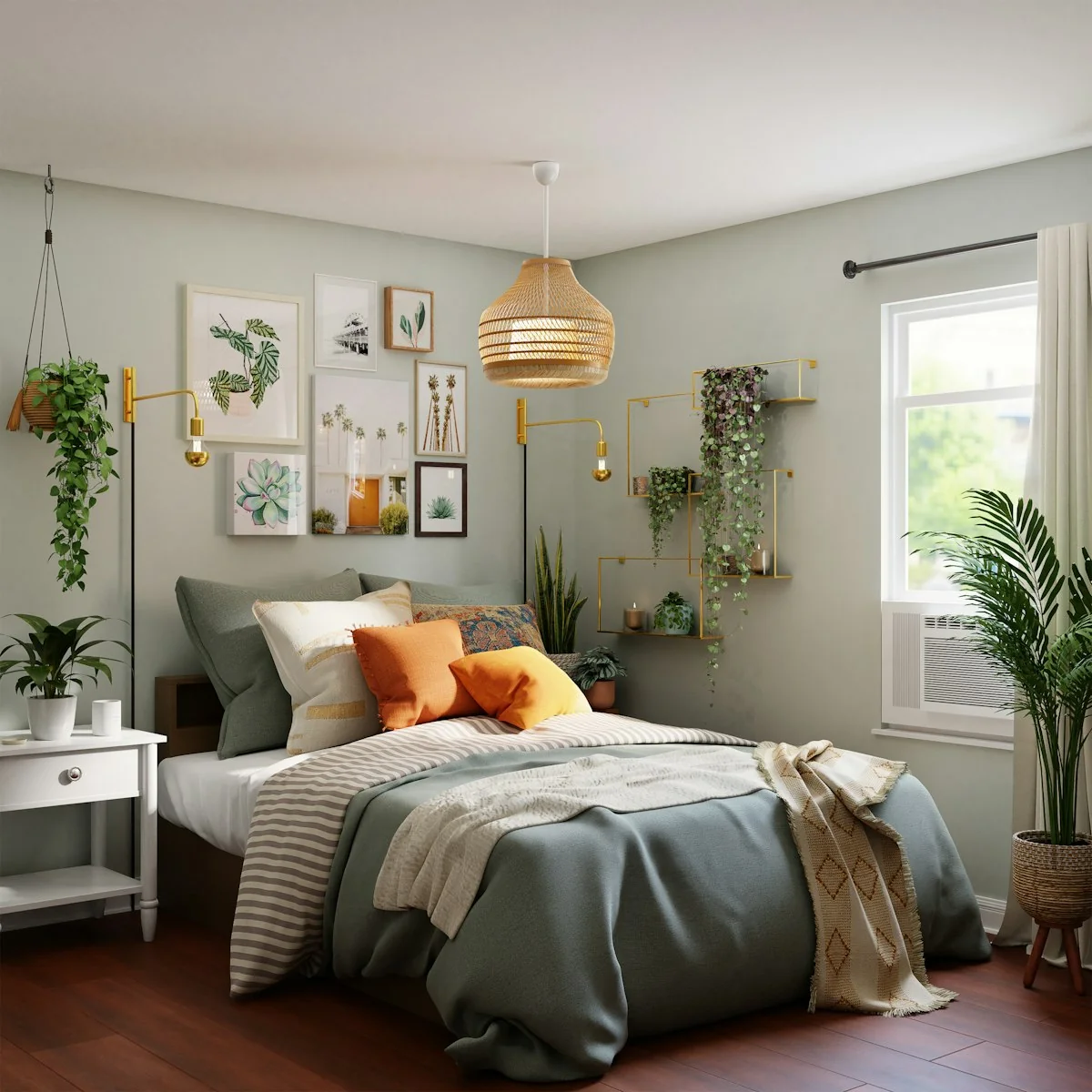 A small living room wall covered in removable wallpaper