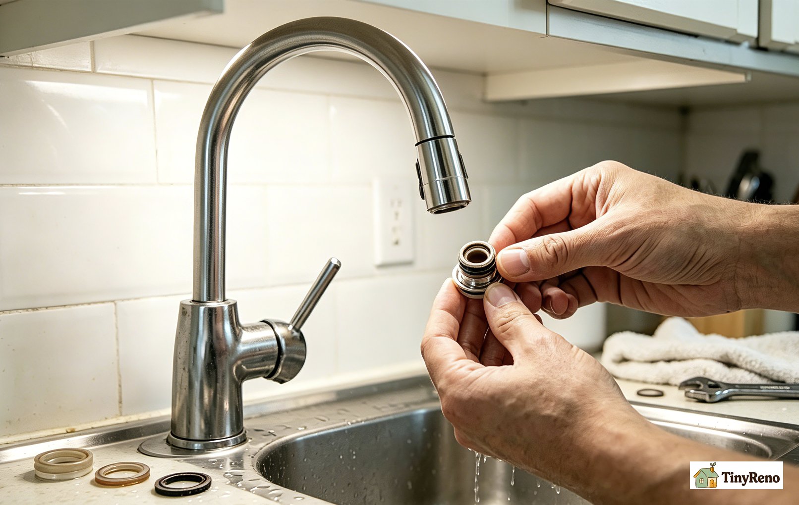 Replace the faucet seal ring